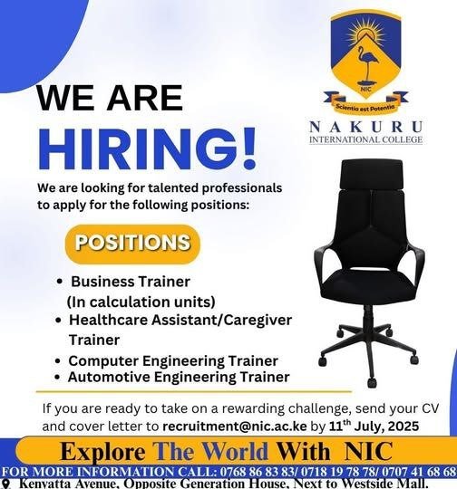 5 Job Opportunities at Nakuru International College | Nakuru 2025