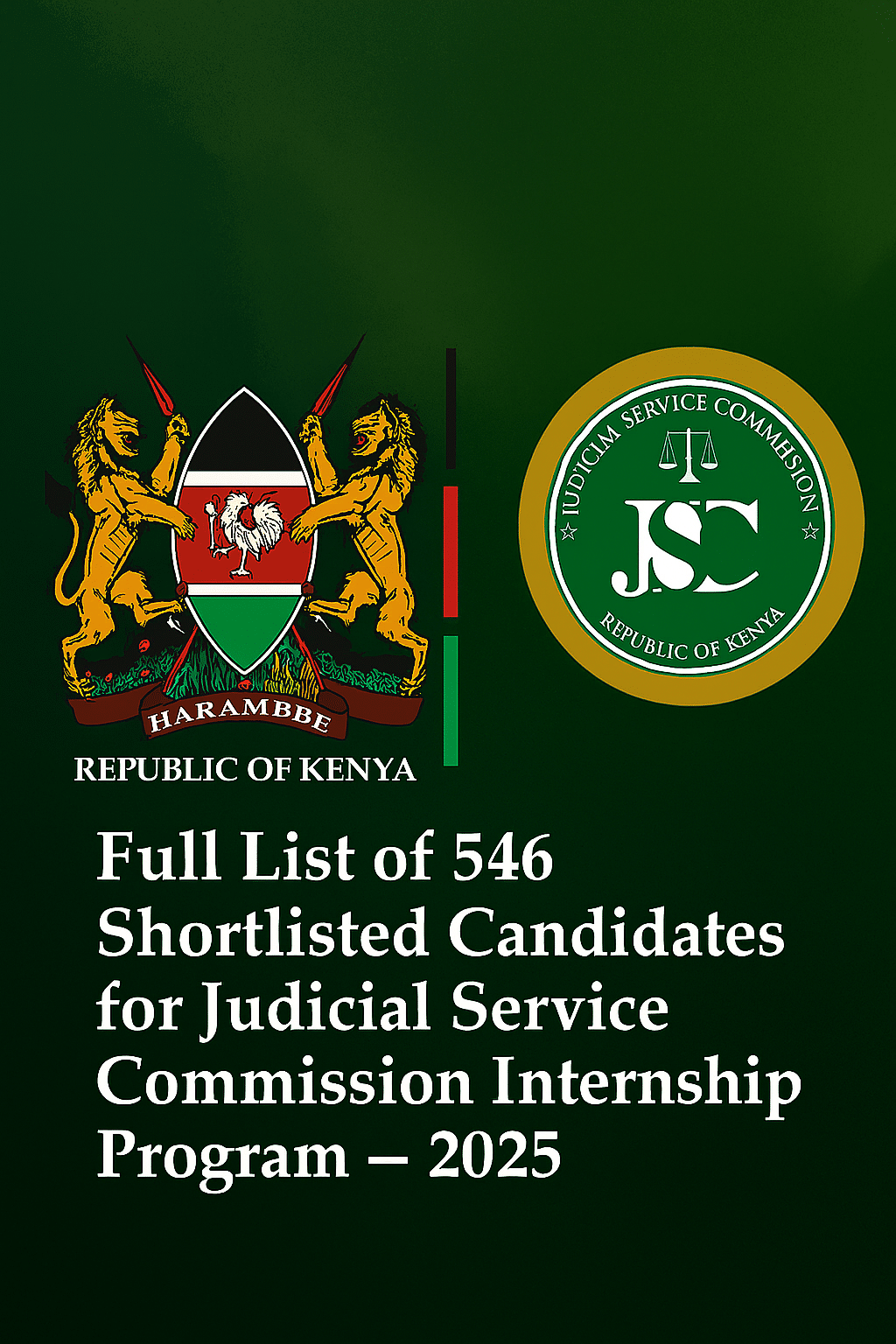 Full List of 546 Shortlisted Candidates for Judicial Service Commission Internship Program – 2025