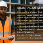 Clerk of Works – Monali Staffing | Outside Nairobi 2025