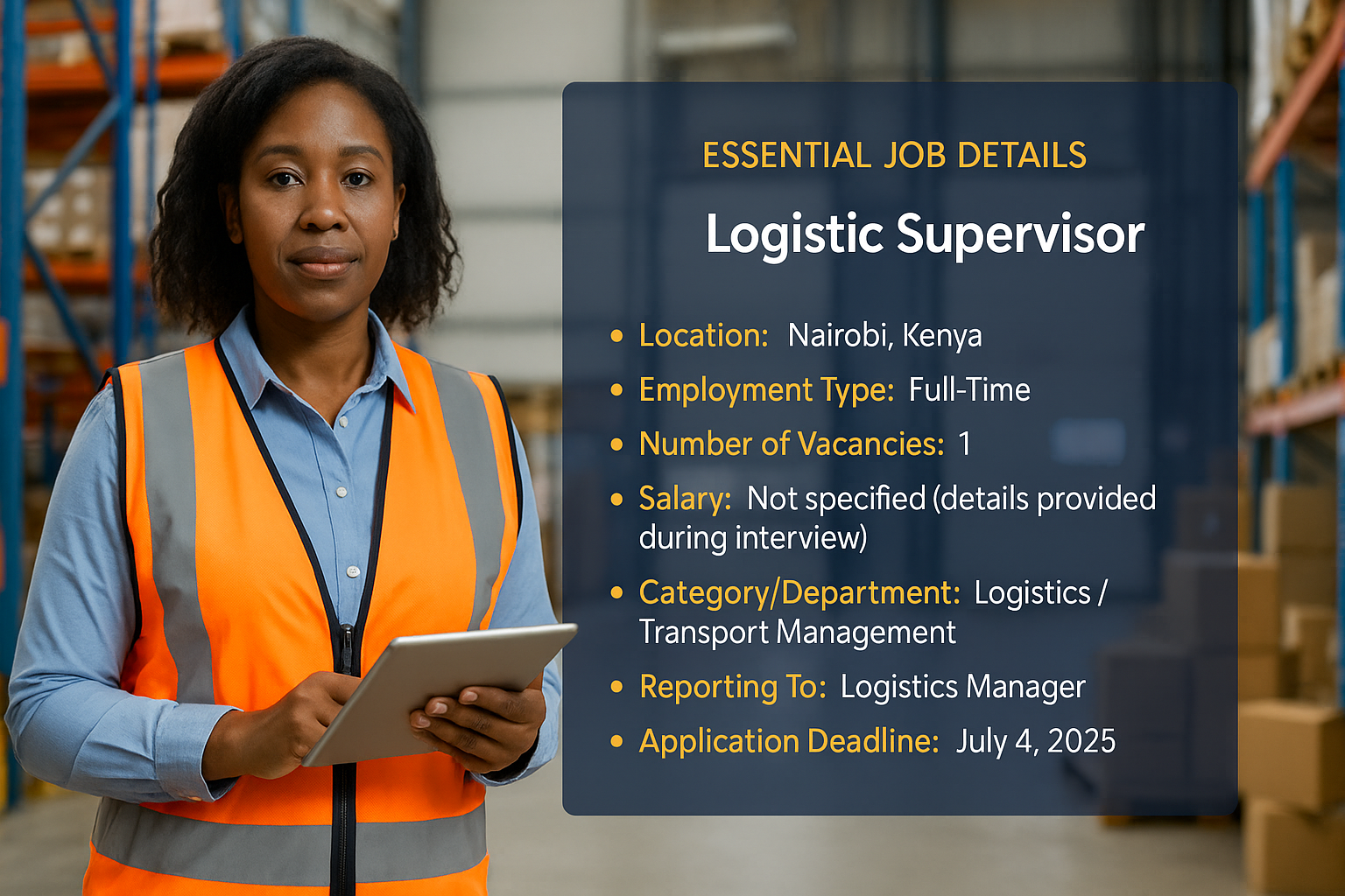 Logistics Supervisor – Staff Connect | Nairobi 2025