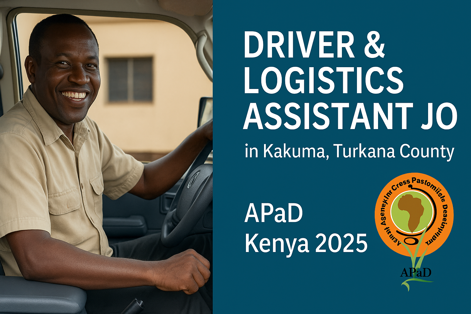 Driver & Logistics Assistant Job in Kakuma, Turkana County | APaD Kenya 2025