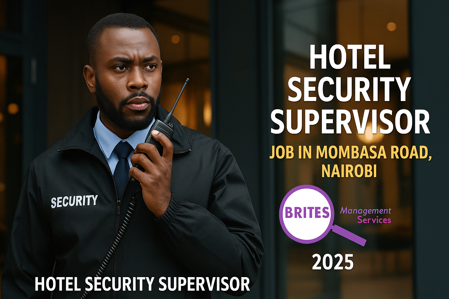 Hotel Security Supervisor Job in Mombasa Road, Nairobi | Brites Management 2025