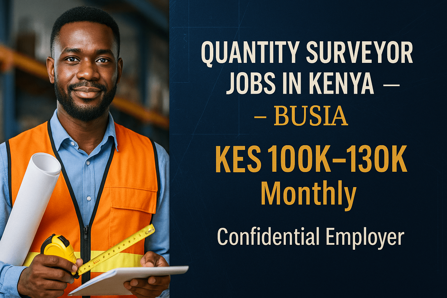 Quantity Surveyor Jobs in Kenya – Busia | KES 100K–130K Monthly