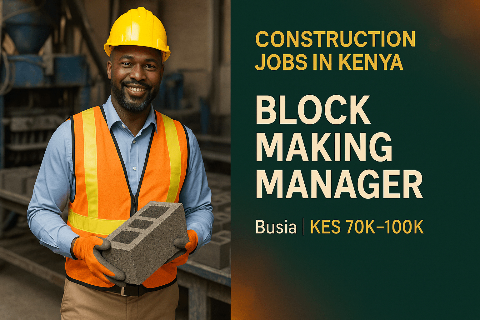Construction Jobs in Kenya – Block Making Manager | Busia | KES 70K–100K Monthly