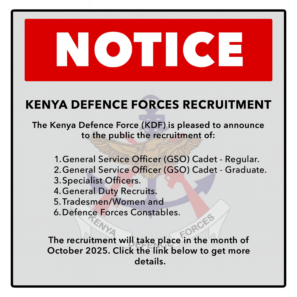 Kenya Defence Forces Recruitment – October 2025