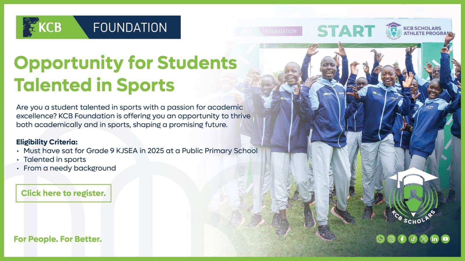 KCB SCHOLARS 2026 ATHLETES RECRUITMENT PROGRAMME | KCB FOUNDATION | FULL SENIOR SECONDARY SCHOLARSHIP (4 YEARS)
