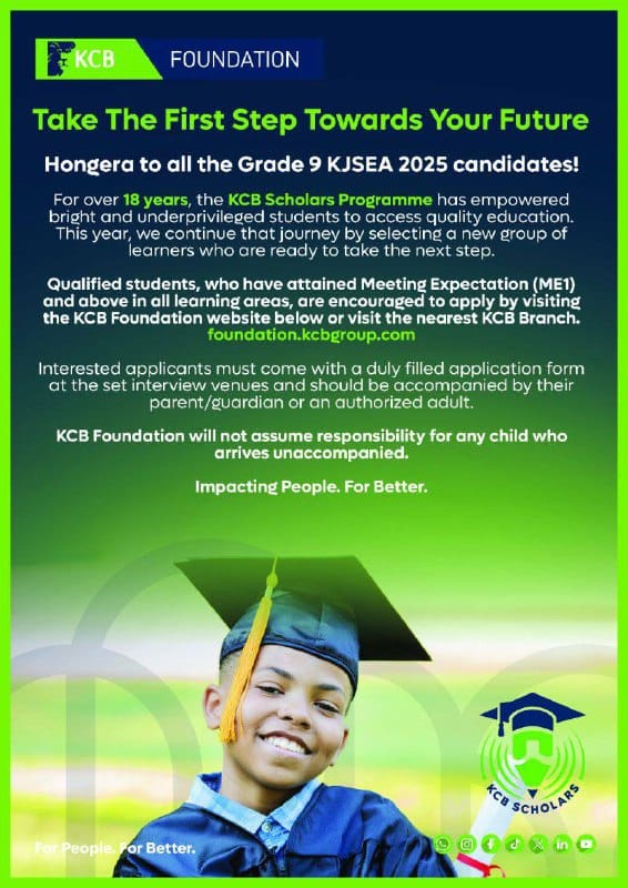 KCB SCHOLARS PROGRAMME 2026 – SCHOLARSHIP OPPORTUNITY FOR BRIGHT UNDERPRIVILEGED STUDENTS | KCB FOUNDATION | FULL SECONDARY SCHOOL SCHOLARSHIP