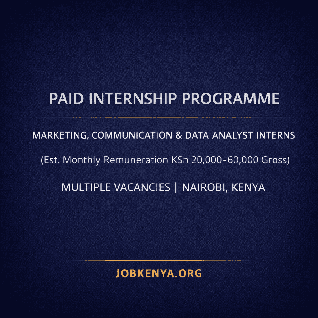 REGULATORY AFFAIRS AI AND AUTOMATION INTERN (EST. MONTHLY REMUNERATION KSH 40,000–70,000 GROSS) – 2 VACANCIES (Ruaraka, Nairobi)  – 2026