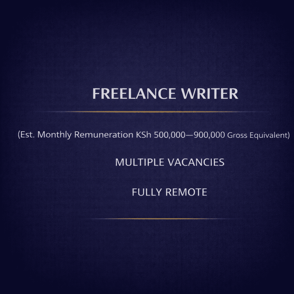 FREELANCE WRITER (EST. MONTHLY REMUNERATION KSH 500,000–900,000 GROSS EQUIVALENT) – MULTIPLE VACANCIES – 2026