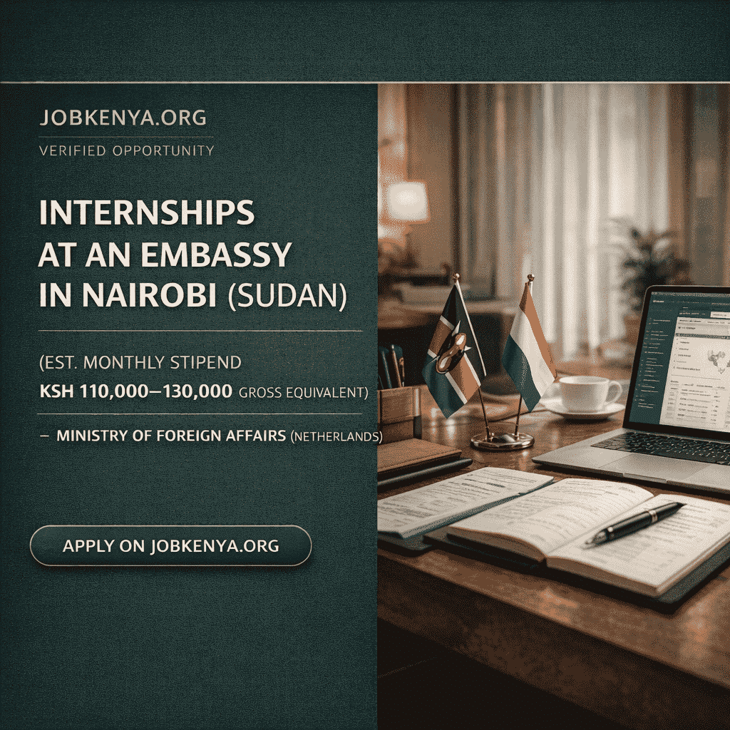 INTERNSHIPS AT AN EMBASSY IN NAIROBI (SUDAN) (EST. MONTHLY STIPEND KSH 110,000–130,000 GROSS EQUIVALENT) – 1 VACANCY | MINISTRY OF FOREIGN AFFAIRS (NETHERLANDS) – 2026