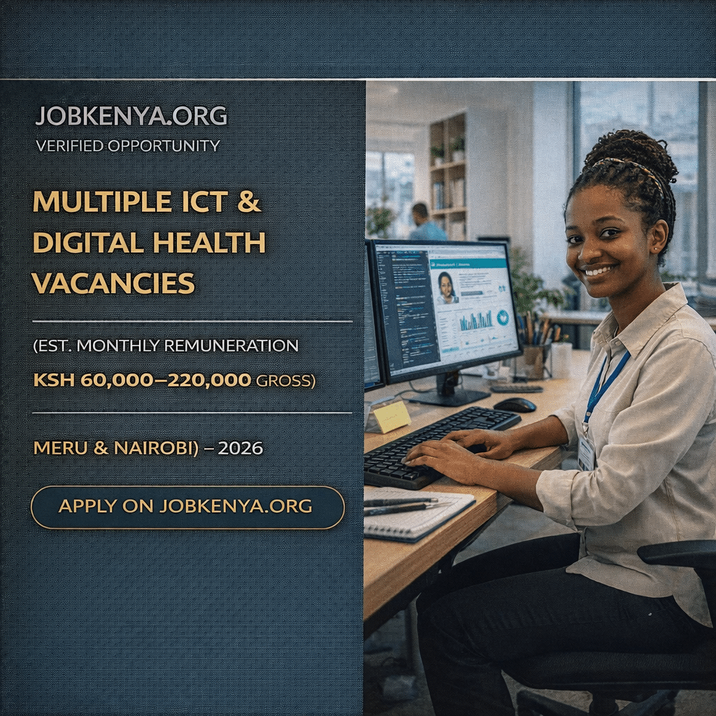 MULTIPLE ICT & DIGITAL HEALTH VACANCIES (EST. MONTHLY REMUNERATION KSH 60,000–220,000 GROSS) – FAITH-BASED HEALTH NETWORK / NON-PROFIT ORGANIZATION | KENYA (MERU & NAIROBI) – 2026
