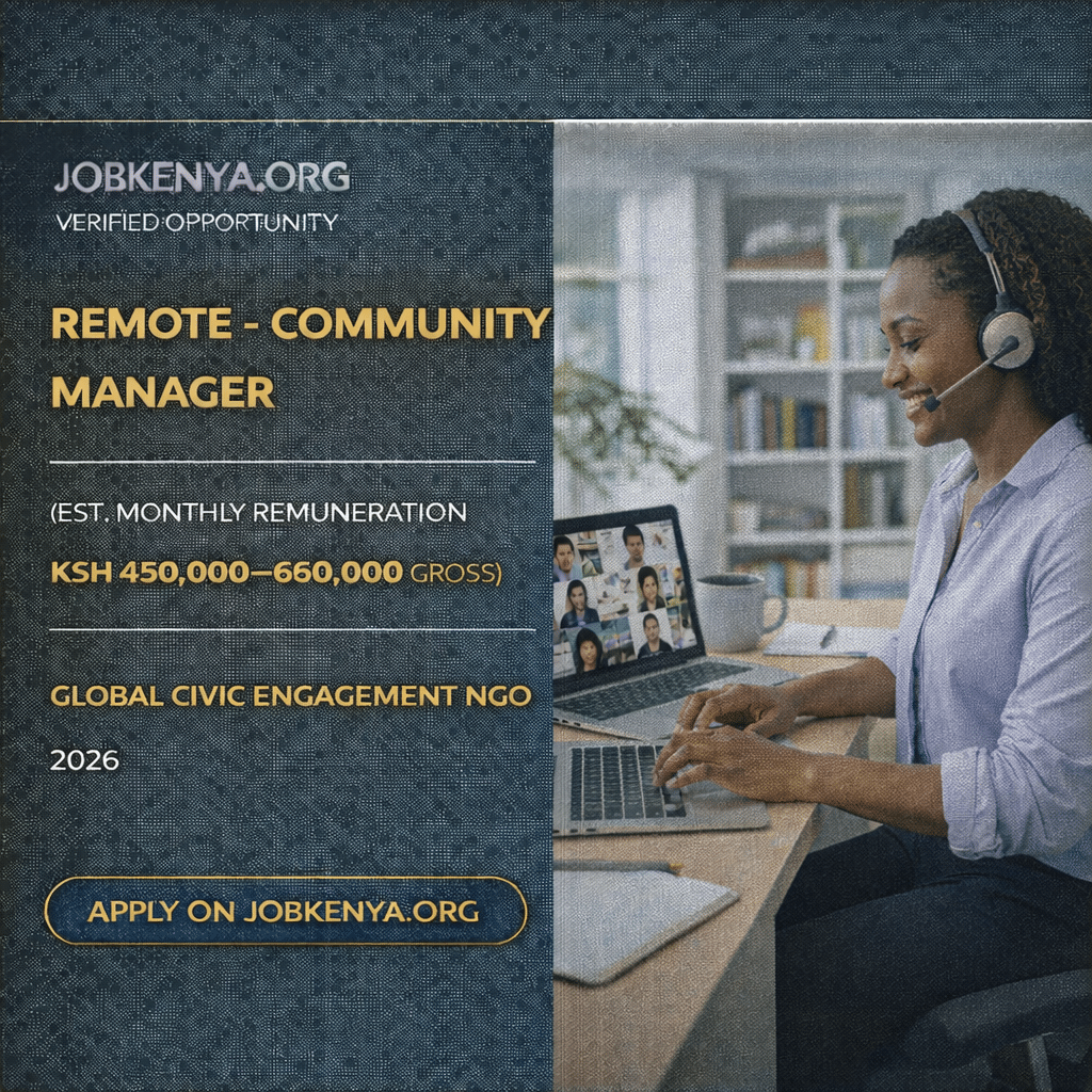 REMOTE – COMMUNITY MANAGER (EST. MONTHLY REMUNERATION KSH 450,000–650,000 GROSS) – GLOBAL CIVIC ENGAGEMENT NGO |  2026