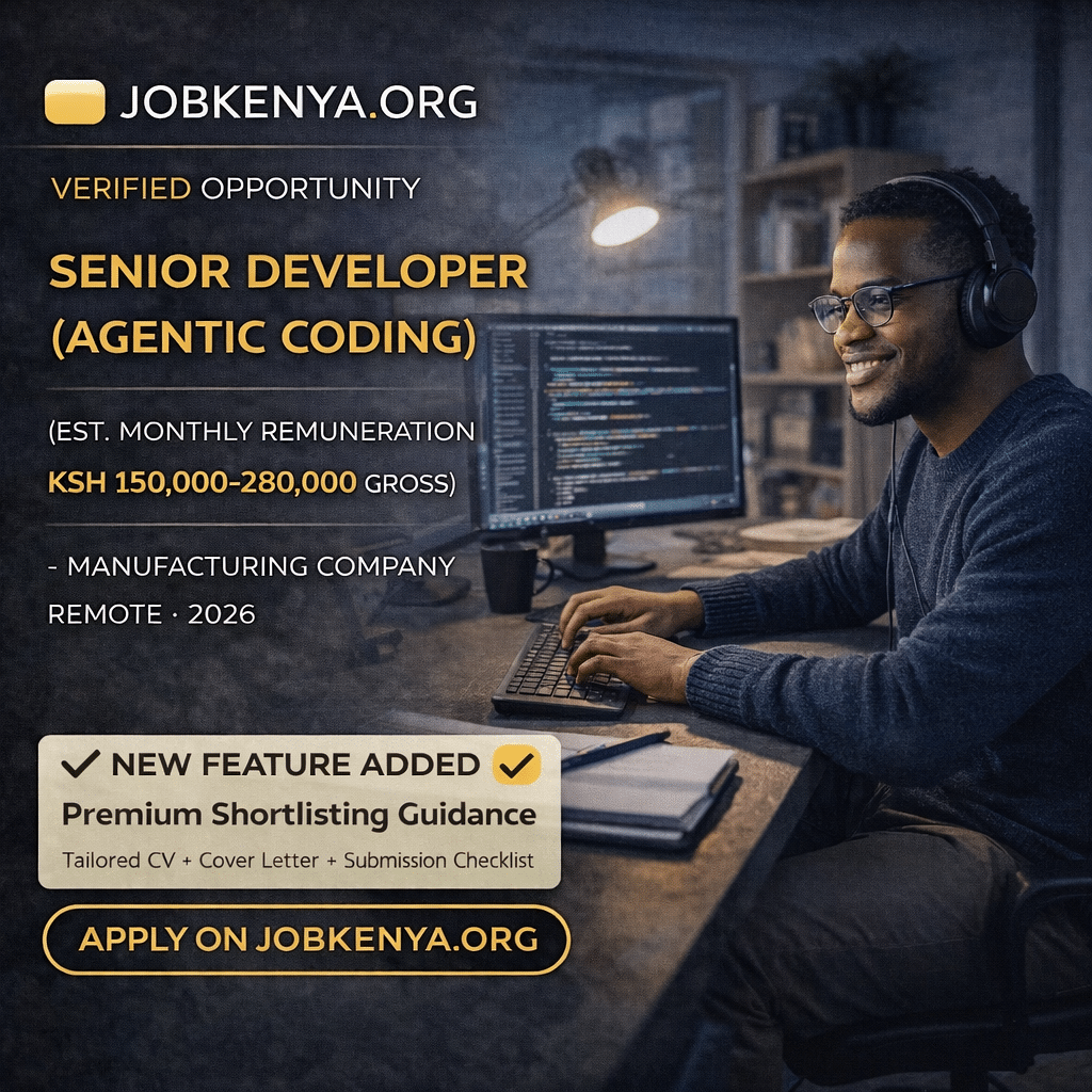 SENIOR DEVELOPER (AGENTIC CODING) (EST. MONTHLY REMUNERATION KSH 150,000–280,000 GROSS) – MANUFACTURING COMPANY | REMOTE – 2026