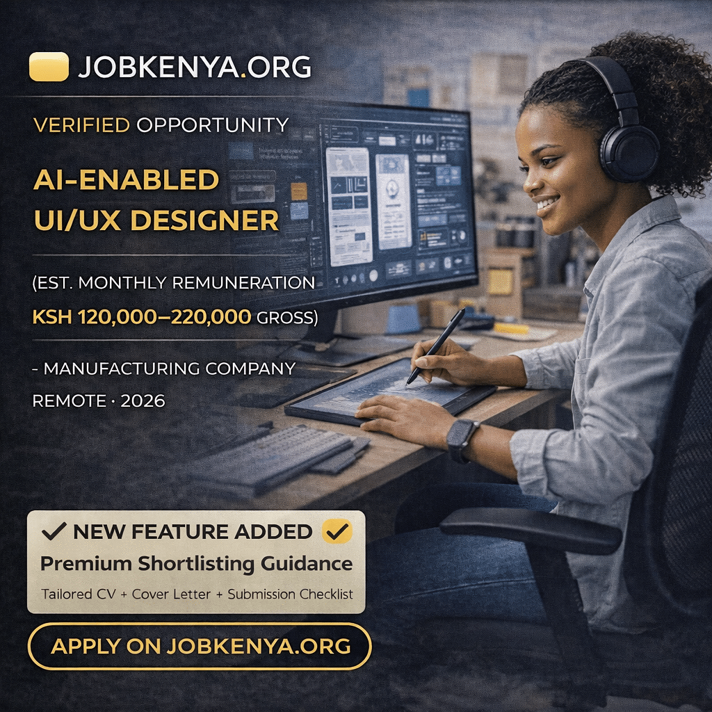 AI-ENABLED UI/UX DESIGNER (EST. MONTHLY REMUNERATION KSH 120,000–220,000 GROSS) MANUFACTURING COMPANY | REMOTE – 2026