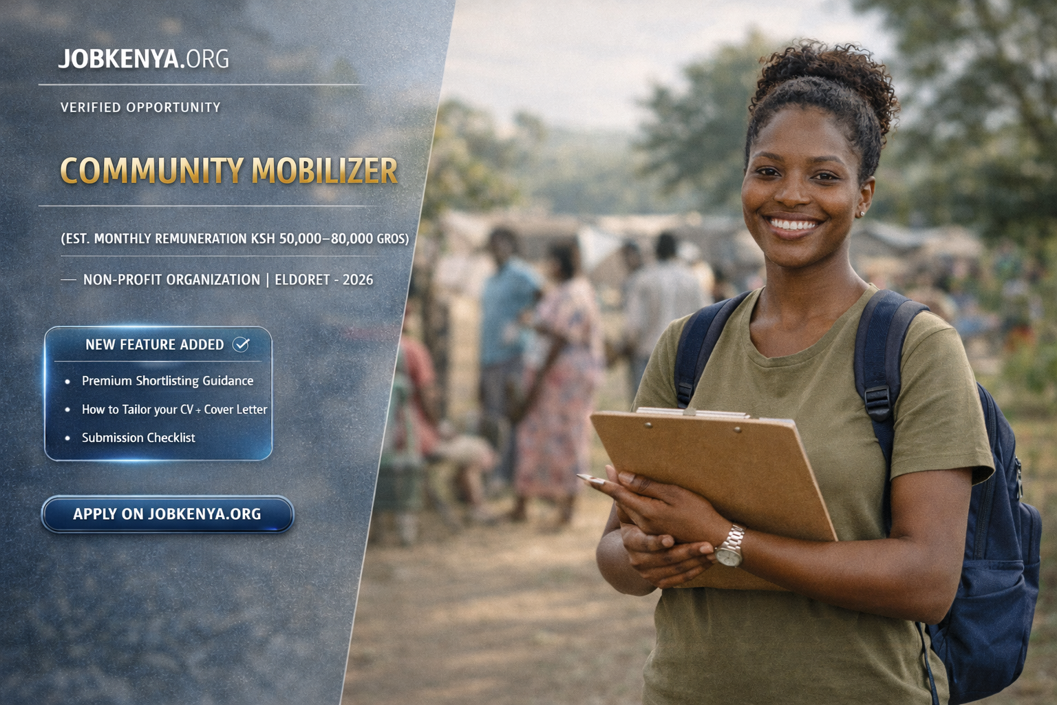 COMMUNITY MOBILIZER (EST. MONTHLY REMUNERATION KSH 50,000–80,000 GROSS) – NON-PROFIT ORGANIZATION | ELDORET – 2026