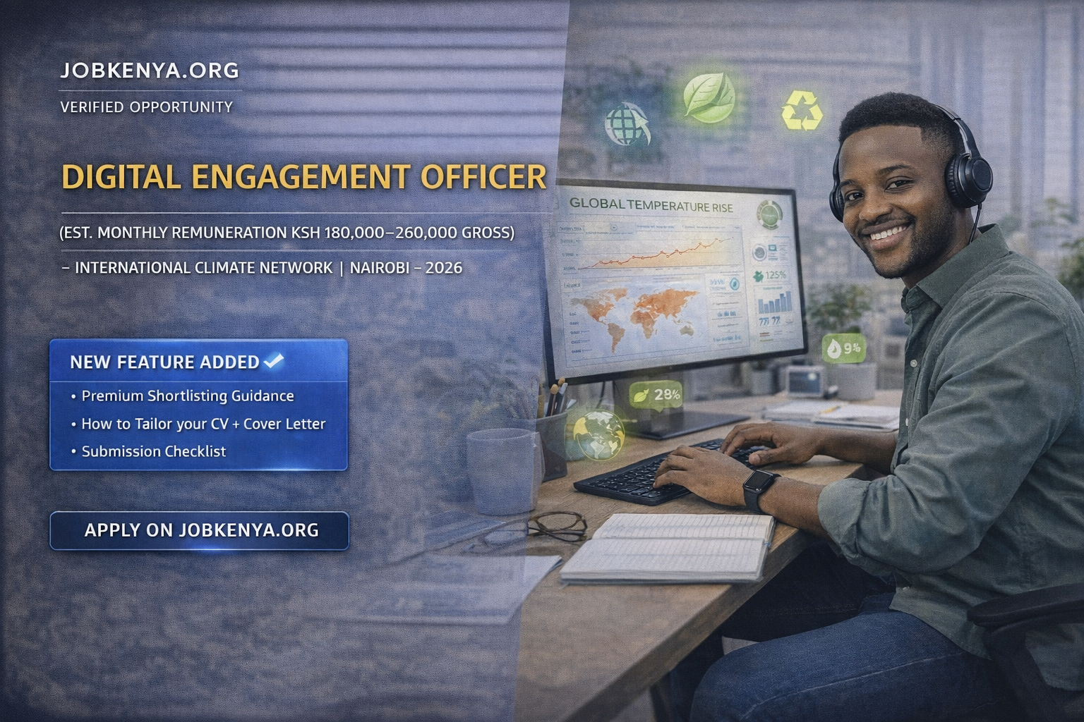 DIGITAL ENGAGEMENT OFFICER (EST. MONTHLY REMUNERATION KSH 180,000–260,000 GROSS) – INTERNATIONAL CLIMATE NETWORK | NAIROBI – 2026