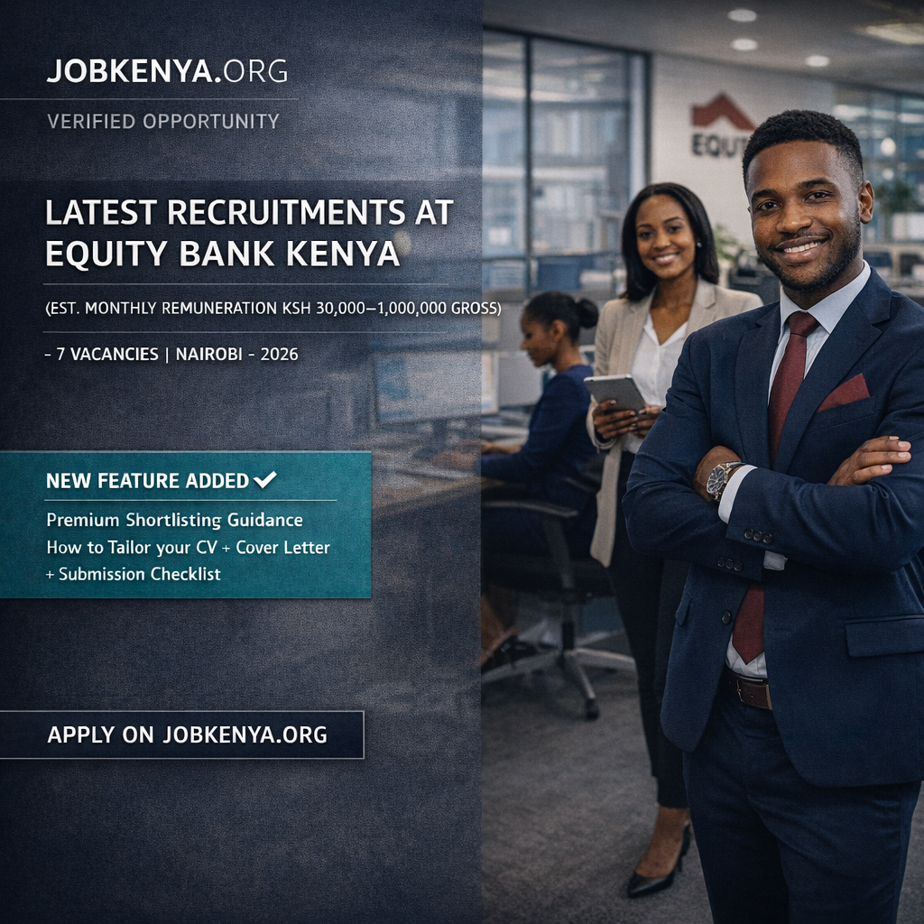 LATEST RECRUITMENTS AT EQUITY BANK KENYA (EST. MONTHLY REMUNERATION KSH 30,000–1,000,000 GROSS) – 7 VACANCIES | NAIROBI - 2026