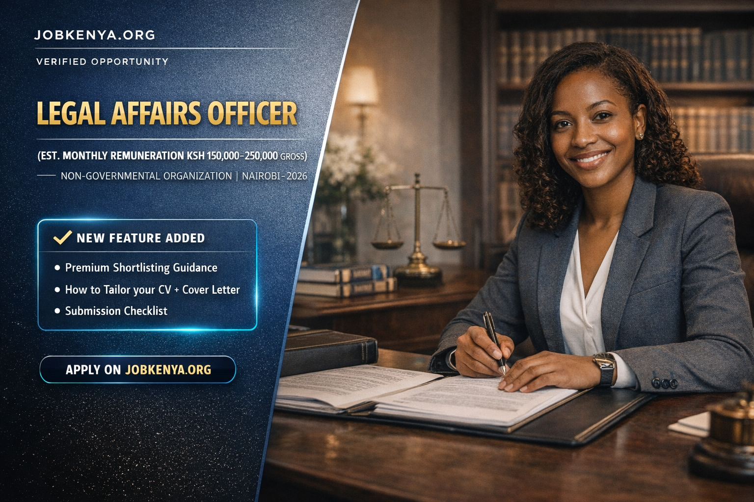 LEGAL AFFAIRS OFFICER (EST. MONTHLY REMUNERATION KSH 150,000–250,000 GROSS) – NON-GOVERNMENTAL ORGANIZATION | NAIROBI – 2026