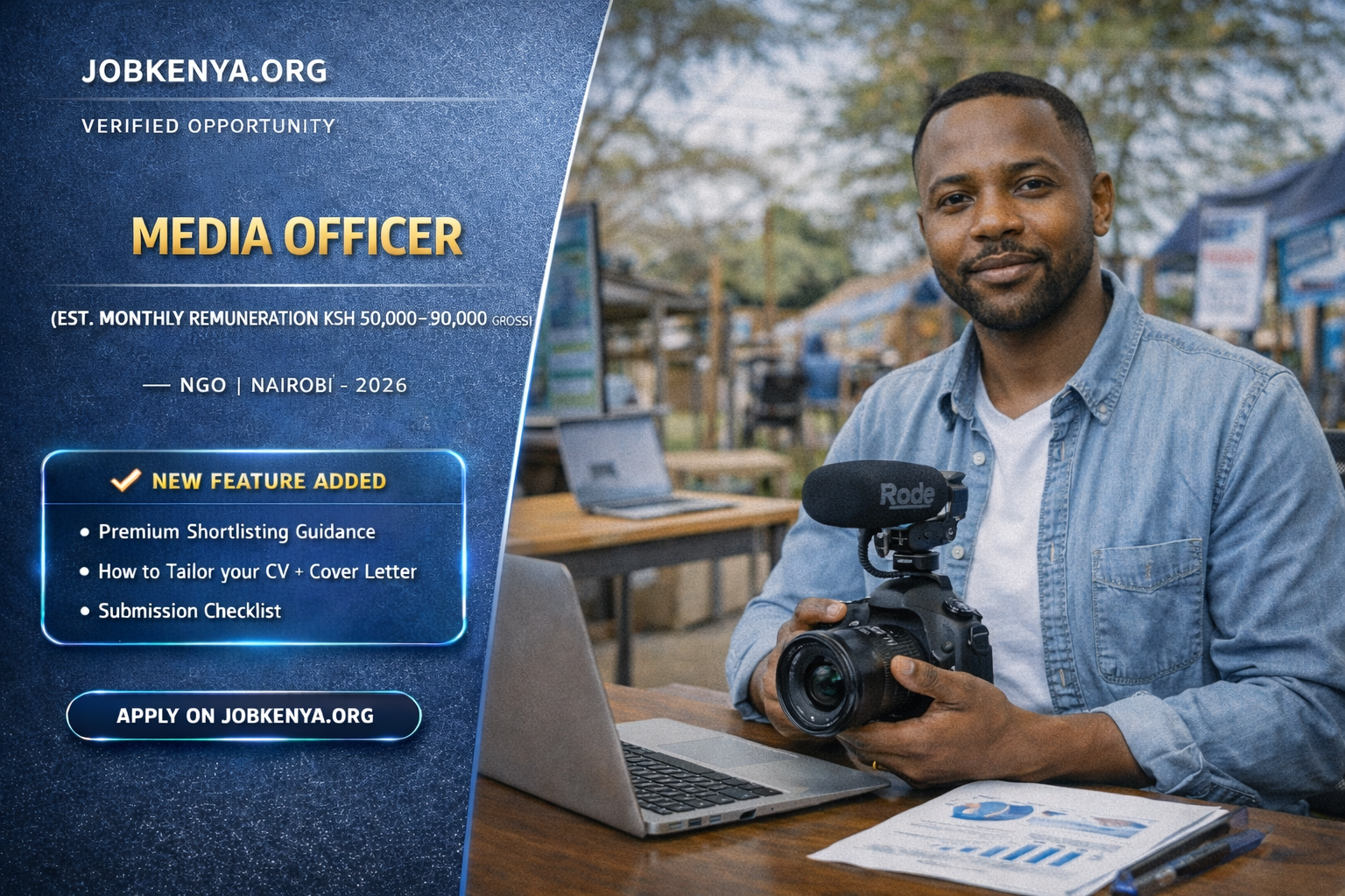 MEDIA OFFICER (EST. MONTHLY REMUNERATION KSH 50,000–80,000 GROSS) – NGO | NAIROBI – 2026