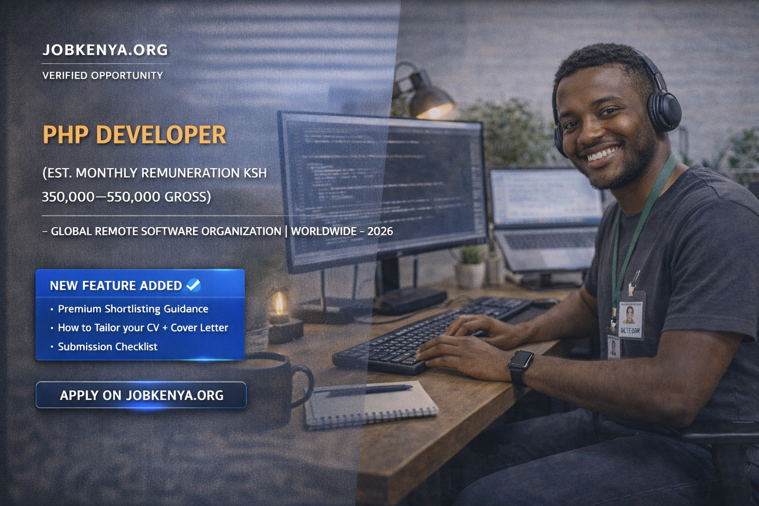PHP DEVELOPER (EST. MONTHLY REMUNERATION KSH 350,000–550,000 GROSS) – GLOBAL REMOTE SOFTWARE ORGANIZATION | WORLDWIDE – 2026