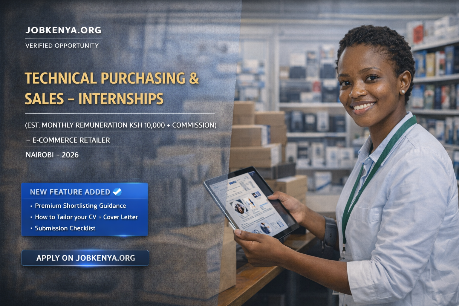 TECHNICAL PURCHASING & SALES – INTERNSHIPS (EST. MONTHLY REMUNERATION KSH 10,000 + COMMISSION) – E-COMMERCE RETAILER | NAIROBI – 2026